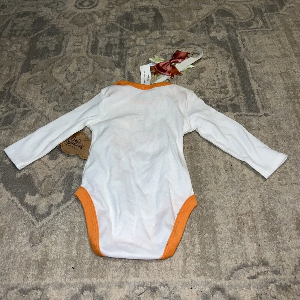 new Baby Infant Sz 6 month Thanksgiving Turkey Long Sleeve One‎ piece headband
